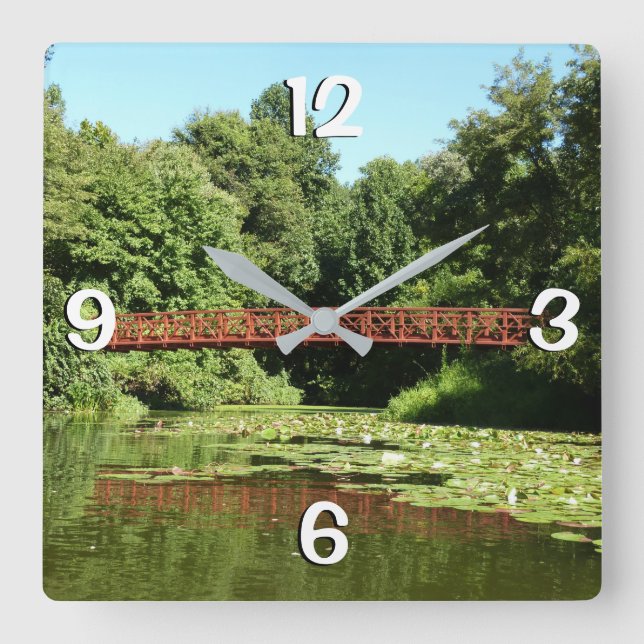 Bridge at Centennial Lake in Ellicott City Square Wall Clock (Front)