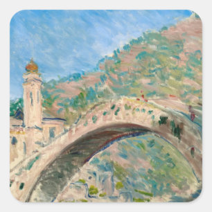 Bridge at Dolceacqua (1884) Claude Monet fine art Square Sticker
