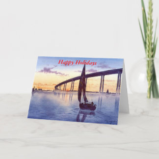 BRIDGE AT SUNSET-T HOLIDAY CARD