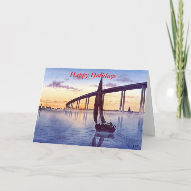 BRIDGE AT SUNSET-T HOLIDAY CARD (Front)