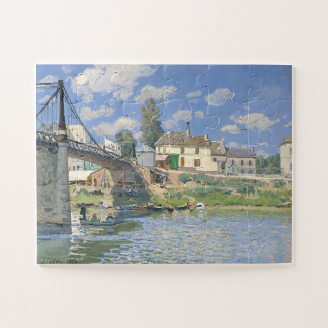 Bridge at Villeneu by Sisley Impressionist Paint Jigsaw Puzzle (Horizontal)