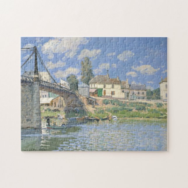 Bridge at Villeneu by Sisley Impressionist Paint Jigsaw Puzzle (Horizontal)