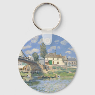 Bridge at Villeneu by Sisley Impressionist Paint Key Ring