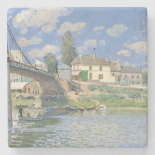 Bridge at Villeneu by Sisley Impressionist Paint Stone Coaster