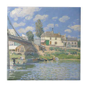 Bridge at Villeneu by Sisley Impressionist Paint Tile