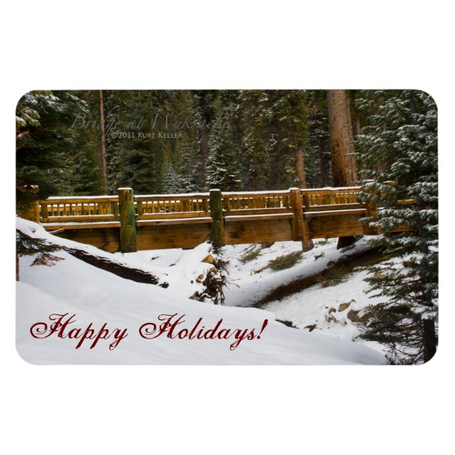 Bridge at Wuksachi Happy Holidays Flexi Magnet (Horizontal)