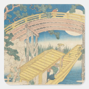 Bridge by Moonlight, from 'Views of Mount Square Sticker