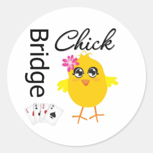 Bridge Chick Classic Round Sticker