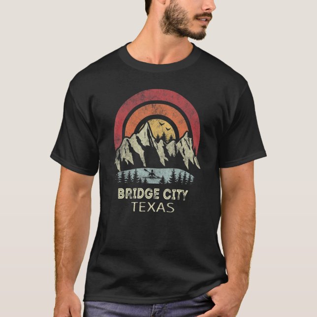 Bridge City Texas Mountain Sunset Sunrise Kayaking T-Shirt (Front)