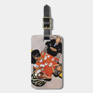 Bridge Game by Norman Rockwell Luggage Tag