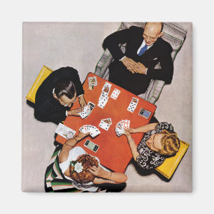Bridge Game by Norman Rockwell Magnet