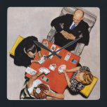 Bridge Game by Norman Rockwell Square Wall Clock<br><div class="desc">Bridge Game by Norman Rockwell</div>