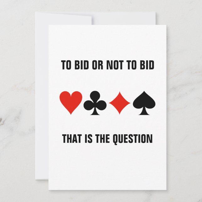 Bridge Game Event Invite Template Four Card Suits (Front)