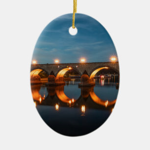 Bridge in Koblenz Germany Ceramic Tree Decoration