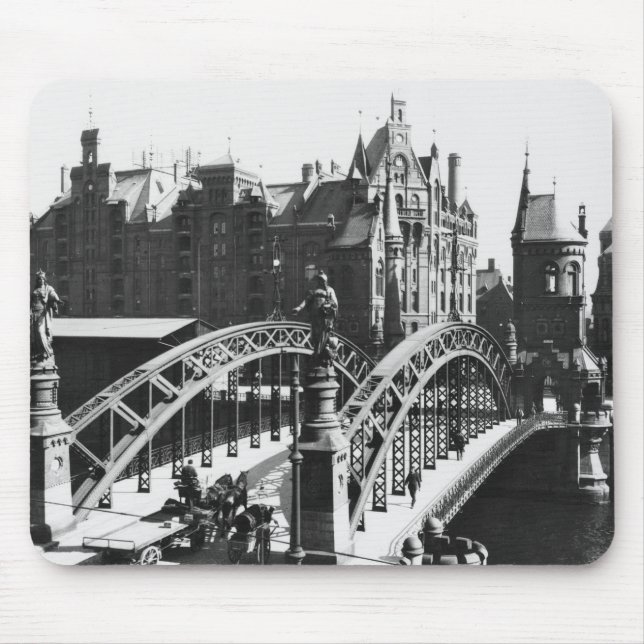 Bridge in the Speicherstadt  Hamburg, c.1910 Mouse Mat (Front)