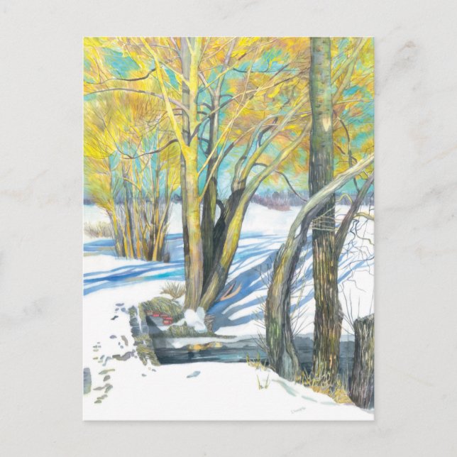 bridge in the winter holiday postcard (Front)