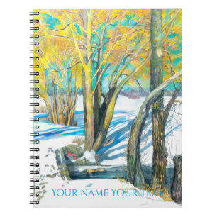 bridge in the winter Watercol painting Notebook