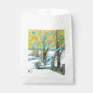 bridge in the winter Watercolor Favour Bags