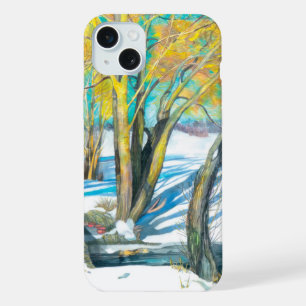 bridge in the winter Watercolor iPhone 15 Plus Case