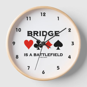 Bridge Is A Battlefield Four Card Suits Clock
