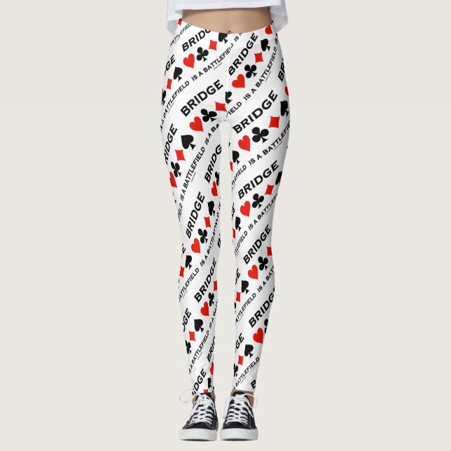 Bridge Is A Battlefield Four Card Suits Leggings (Front)
