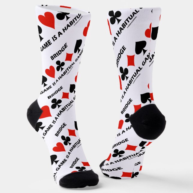Bridge Is A Habitual Game Four Card Suits Socks (Angled)