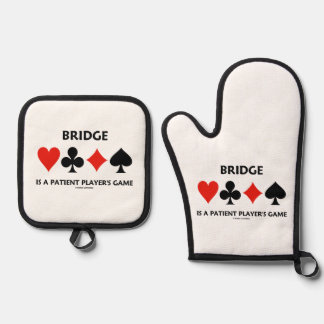 Bridge Is A Patient Player's Game Four Card Suits Oven Mitt & Pot Holder Set