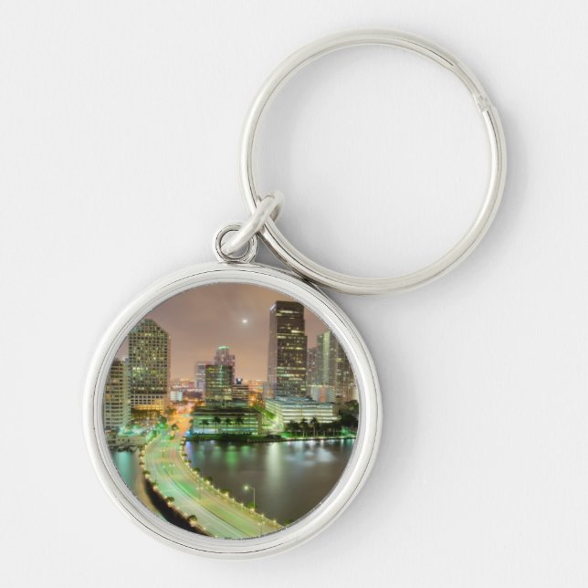 Bridge leads across waterway to downtown Miami Key Ring (Front)