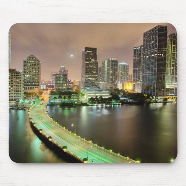 Bridge leads across waterway to downtown Miami Mouse Mat (Front)