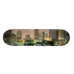 Bridge leads across waterway to downtown Miami Skateboard