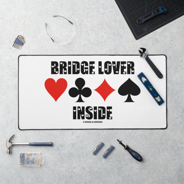 Bridge Lover Inside Four Card Suits Desk Mat (Workstation)