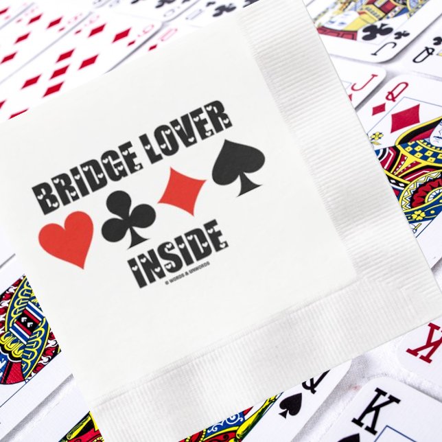 Bridge Lover Inside Four Card Suits Humour Napkin (Paper napkins for any bridge/duplicate bridge themed event!)