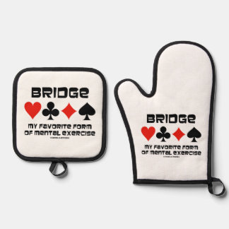 Bridge My Favorite Form Of Mental Exercise 4 Suits Oven Mitt & Pot Holder Set