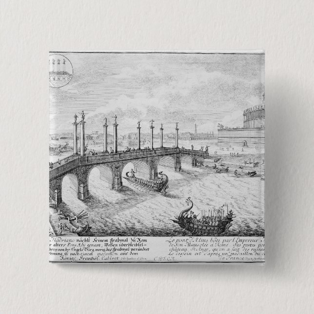 Bridge of Aelius and Hadrian's Mausoleum (Castel S 15 Cm Square Badge (Front)