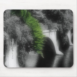Bridge Of Flowers Black White Mousepad