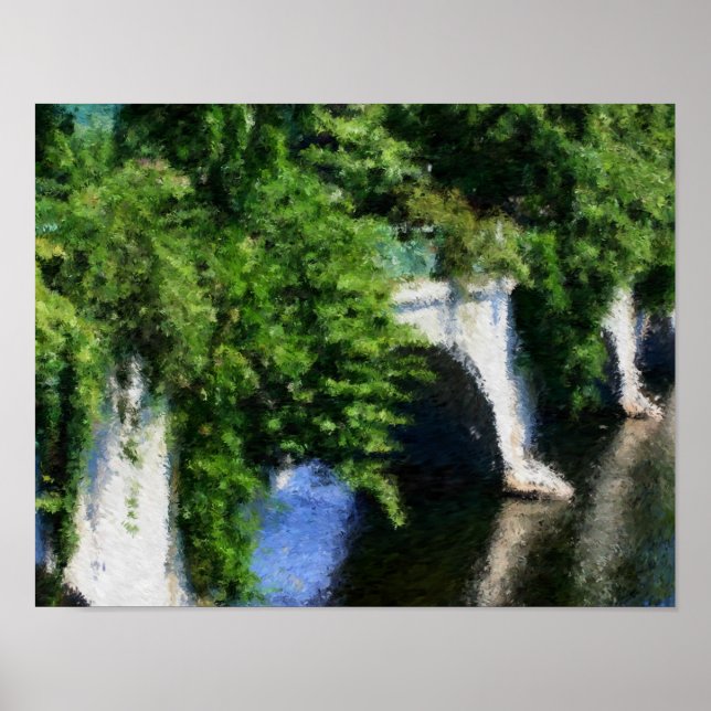 Bridge Of Flowers Impressionist Photo Painting Poster (Front)