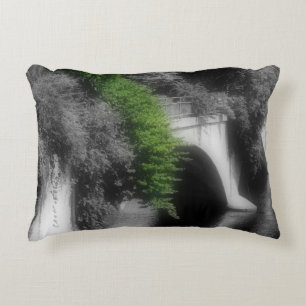 Bridge Of Flowers Partial Color Vintage Decorative Cushion