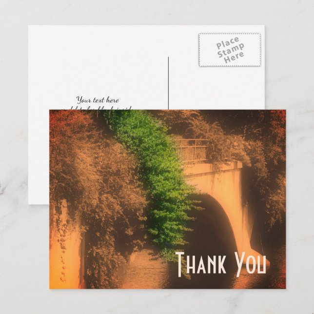 Bridge Of Flowers Sepia Thank You  Postcard (Front/Back)