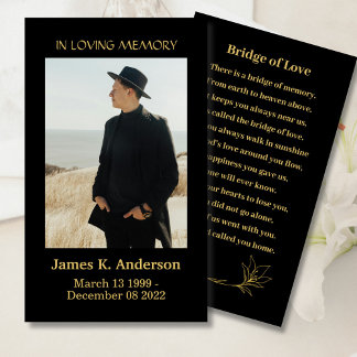Bridge of Love Black Memorial Prayer Photo Card 