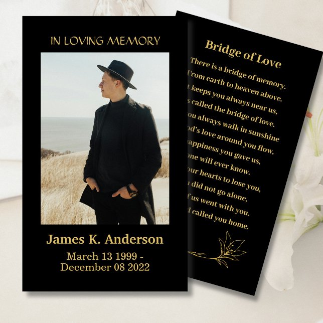 Bridge of Love Black Memorial Prayer Photo Card  (Creator Uploaded)