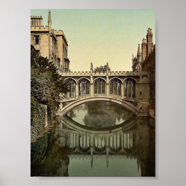 Bridge of Sighs, Cambridge, England vintage Photoc Poster (Front)