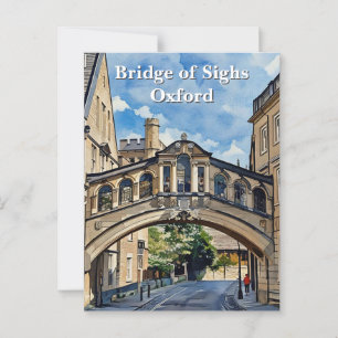 Bridge of Sighs in Oxford Watercolor Painting Postcard