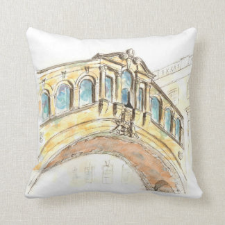 Bridge of Sighs watercolour drawing Cushion