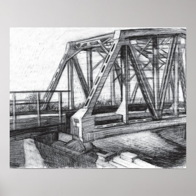 Bridge old Pencil drawing Poster (Front)