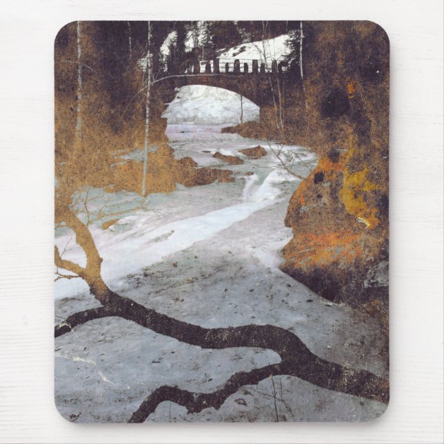 Bridge Over a Frozen Stream by Alexandra Cook Mouse Mat (Front)