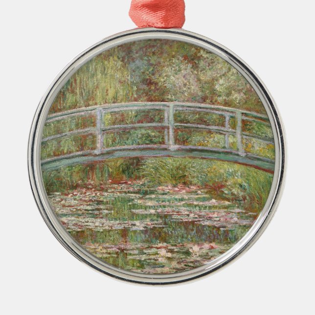 Bridge Over a Pond of Water Lilies Metal Tree Decoration (Front)