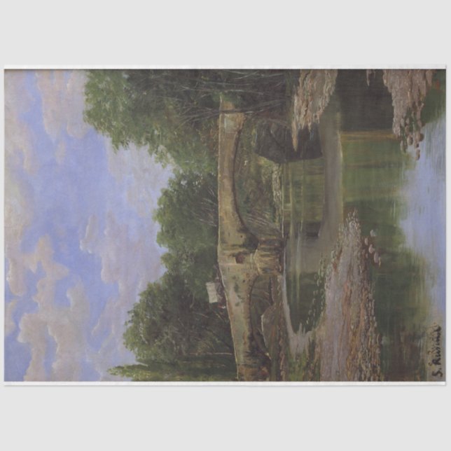 Bridge Over a River (by Santiago Rusiñol) Tissue Paper (Front)