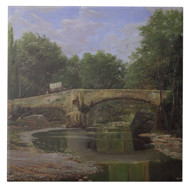 Bridge Over a River in Spain (by Santiago Rusiñol) Tile (Front)