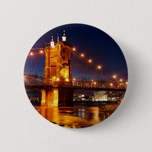 Bridge over Ohio River in Cincinnati Ohio  6 Cm Round Badge