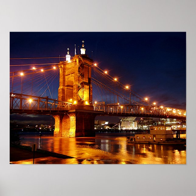 Bridge over Ohio River in Cincinnati Ohio Poster (Front)